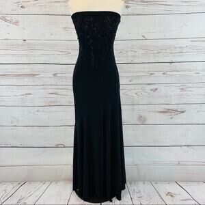 A Fortiori strapless black dress beaded long